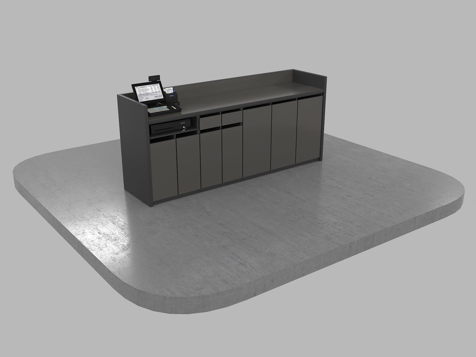 STORE CASHIER COUNTER 3D SCENE Free 3D model_5
