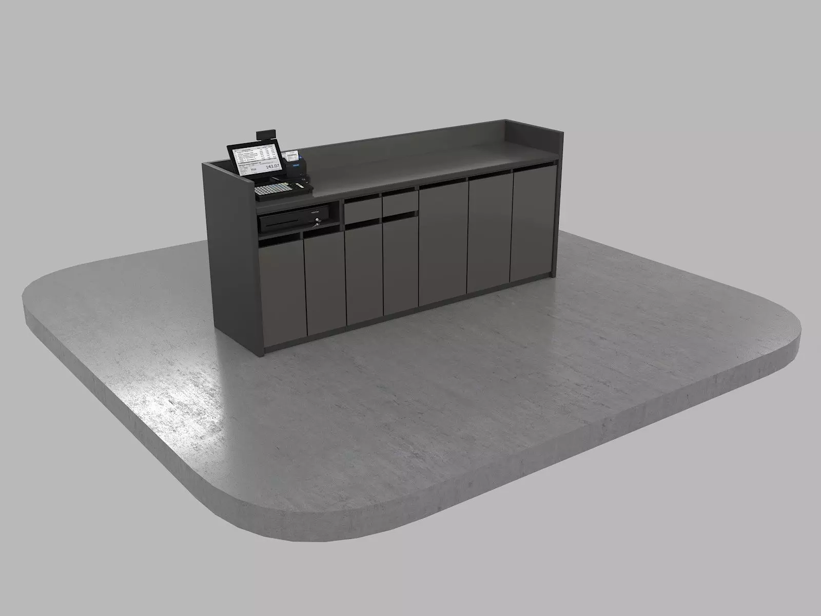 STORE CASHIER COUNTER 3D SCENE Free 3D model_0