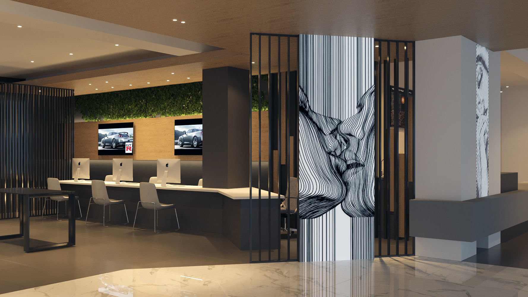 Modern Reception Area 3D Model Interior Scene 3D model_2