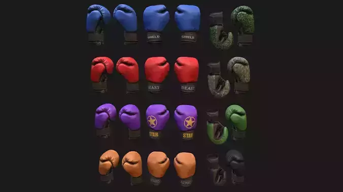 Boxing Gloves Pack Low-poly 3D model