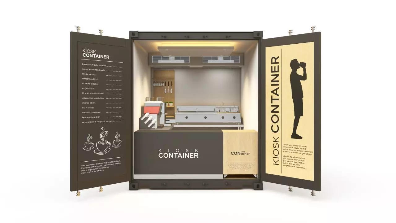 10ft Booth Container Kiosk 3D model