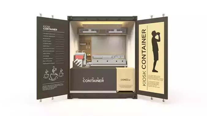 10ft Booth Container Kiosk 3D model