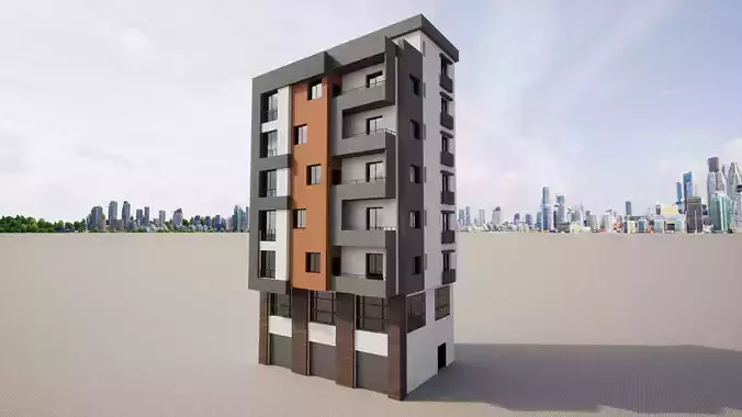 Building ground floor and 5 floors 3D model