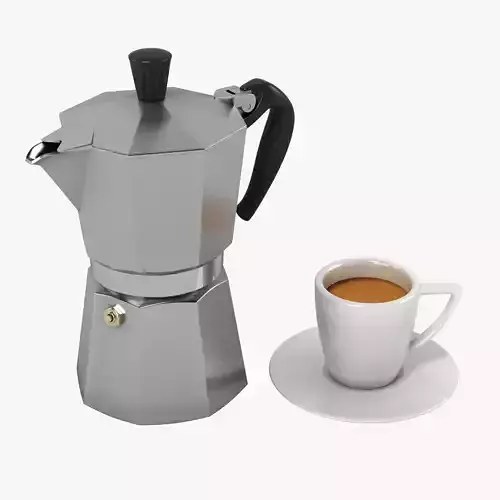 Espresso Set coffee pot with cup of coffee