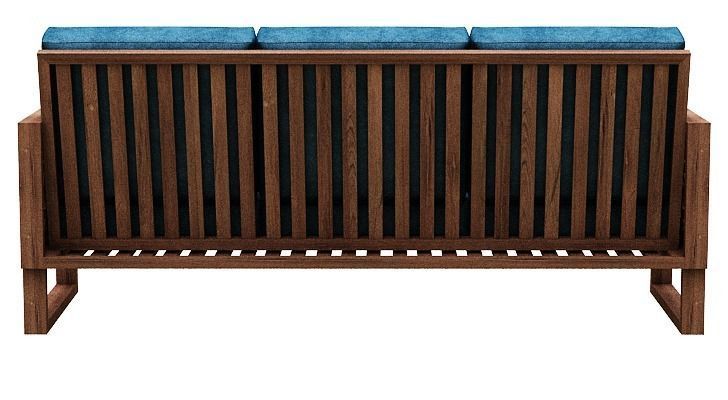 Wood sofa with cushion Low-poly 3D model_5