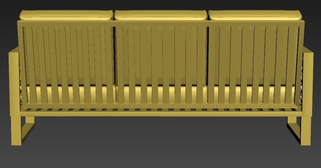 Wood sofa with cushion Low-poly 3D model_11