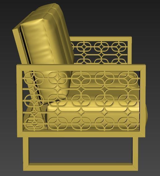 Wood sofa with cushion Low-poly 3D model_9