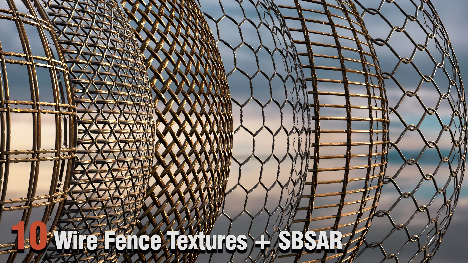 10 Wire Fence Textures -SBSAR Texture