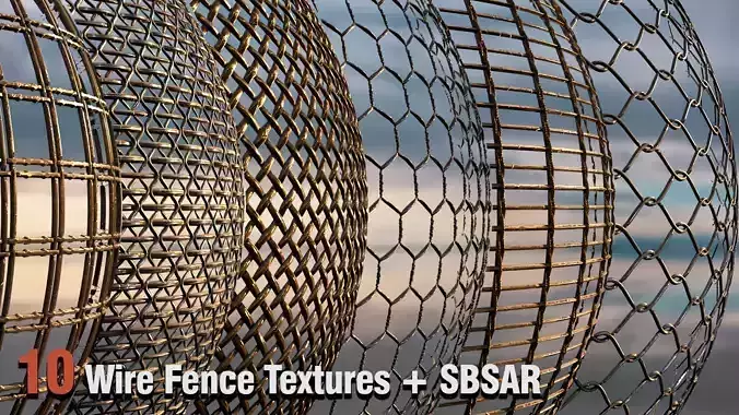 10 Wire Fence Textures -SBSAR