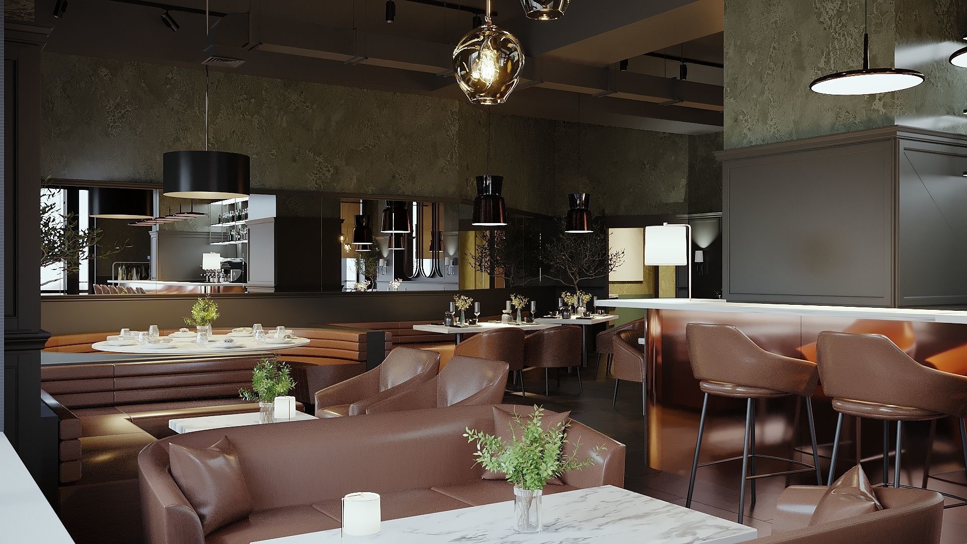 Restaurant Cafe 3D Model Interior Scene 3D model_5