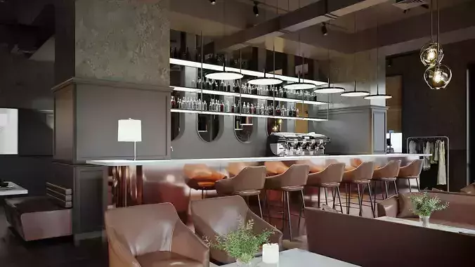 Restaurant Cafe 3D Model Interior Scene 3D model