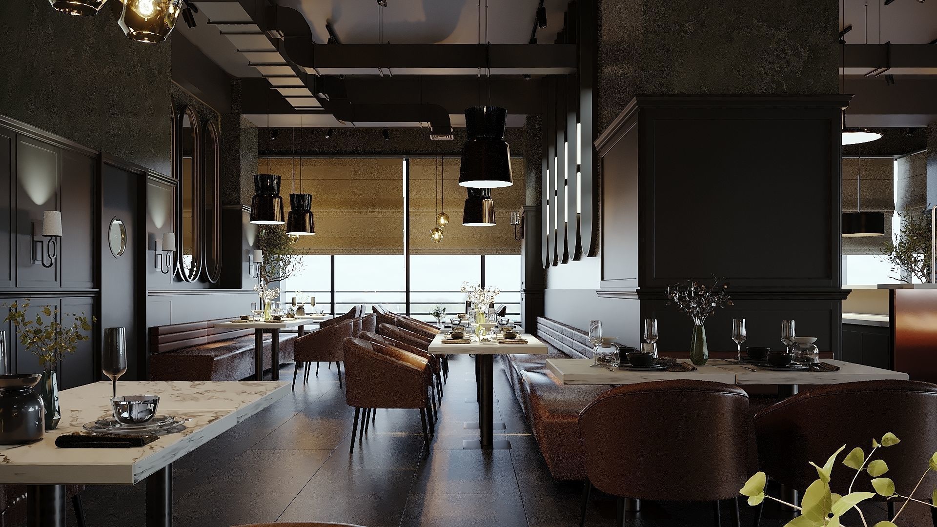 Restaurant Cafe 3D Model Interior Scene 3D model_1