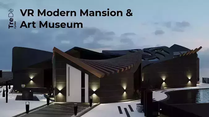 VR Modern Mansion and Art Museum Low-poly 3D model