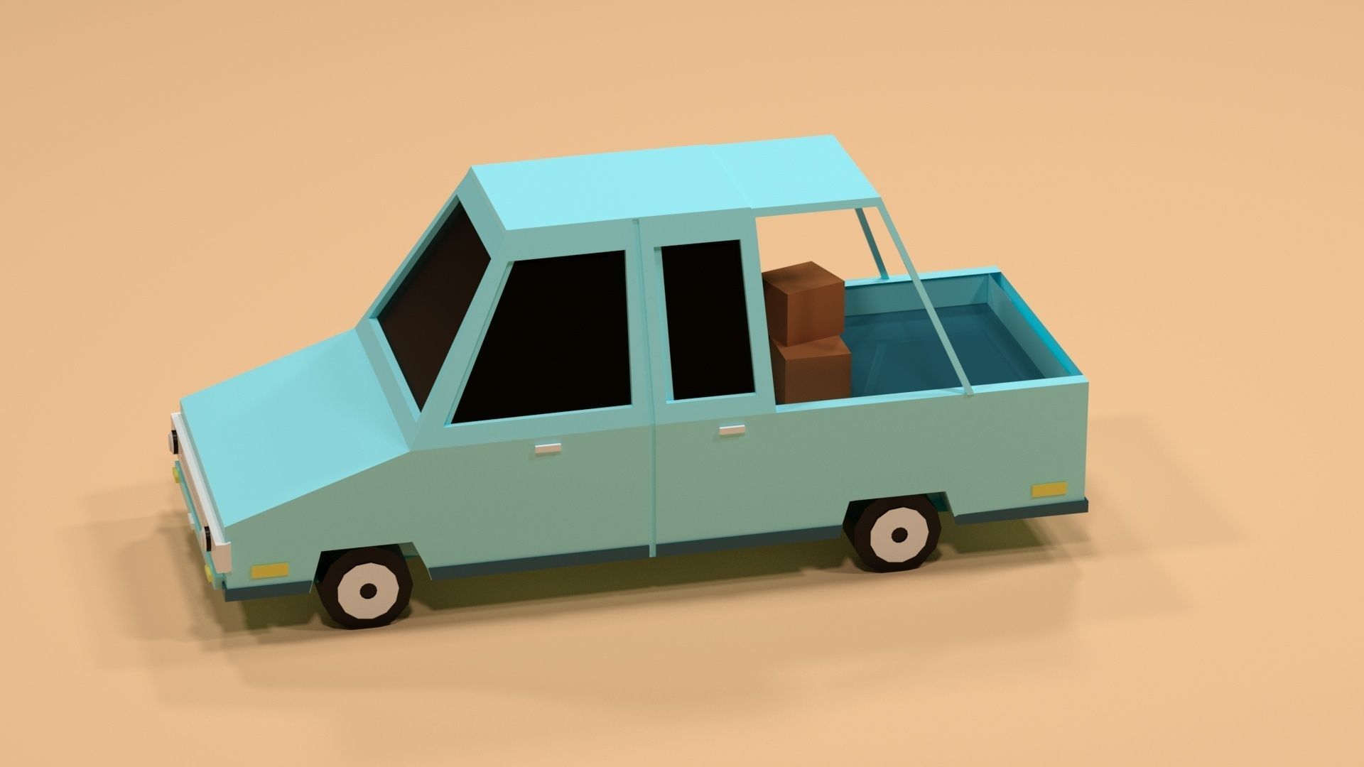 Cartoon Low Poly  Crossover blue Car Low-poly 3D model Low-poly 3D model_4