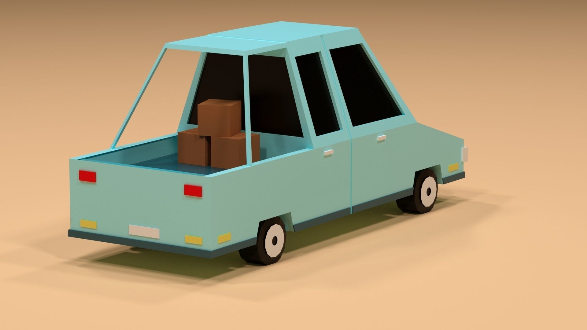 Cartoon Low Poly  Crossover blue Car Low-poly 3D model Low-poly 3D model_1