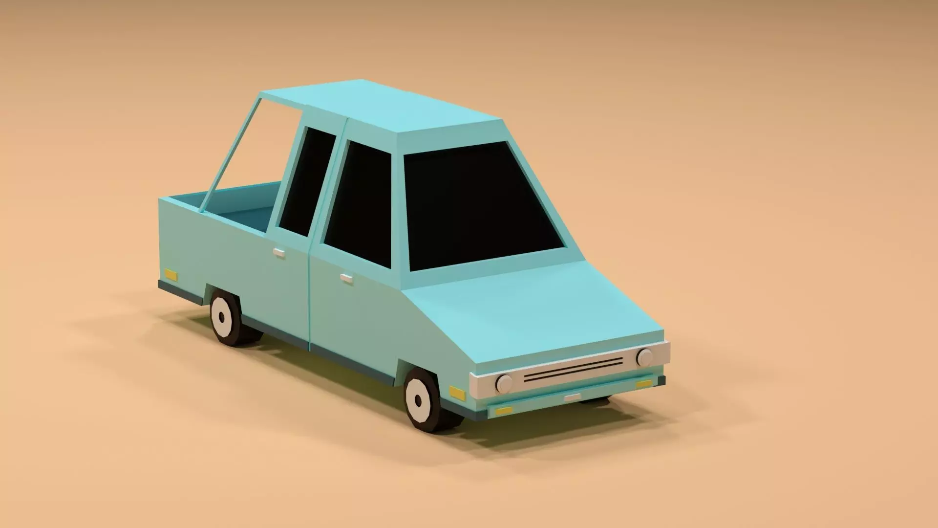 Cartoon Low Poly  Crossover blue Car Low-poly 3D model Low-poly 3D model_0