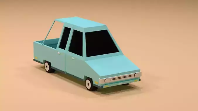 Cartoon Low Poly  Crossover blue Car Low-poly 3D model Low-poly 3D model