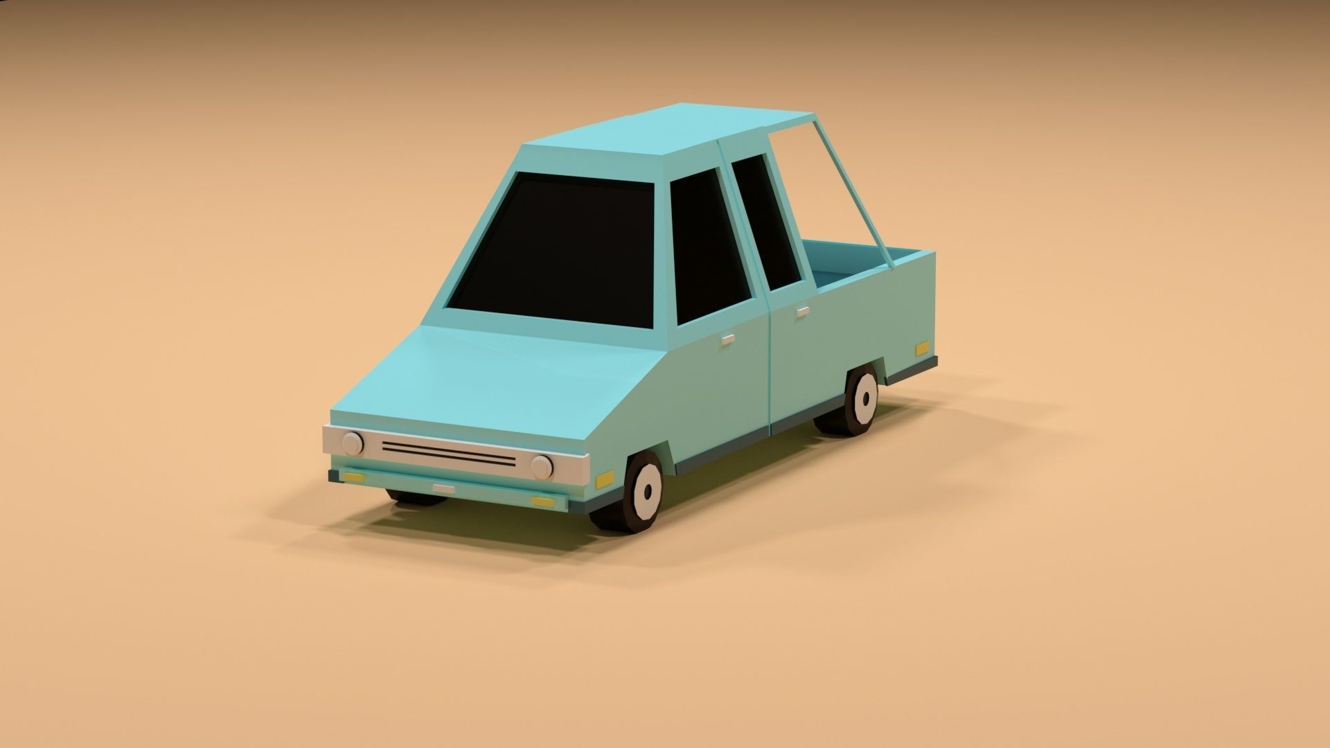 Cartoon Low Poly  Crossover blue Car Low-poly 3D model Low-poly 3D model_3