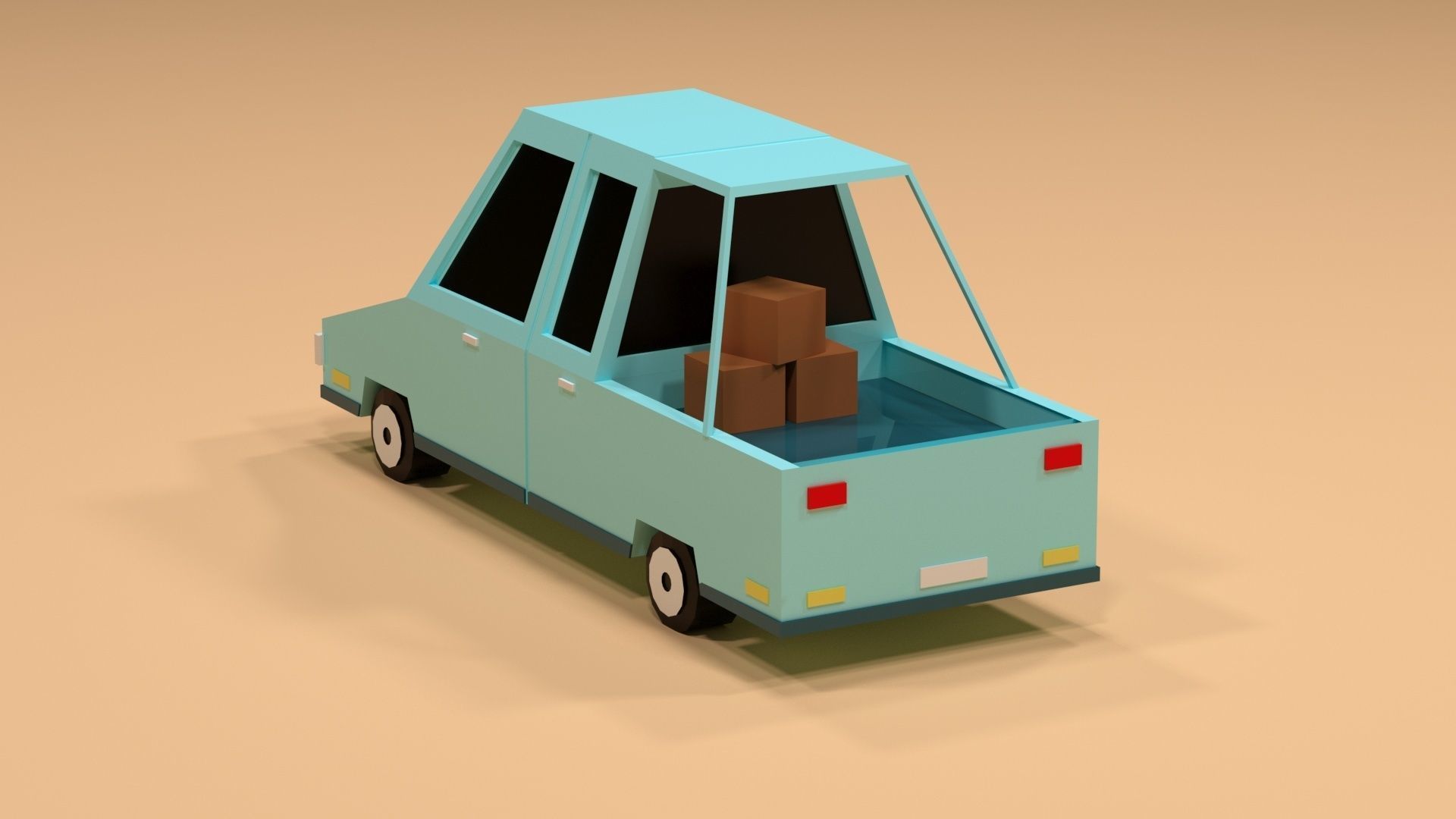 Cartoon Low Poly  Crossover blue Car Low-poly 3D model Low-poly 3D model_2