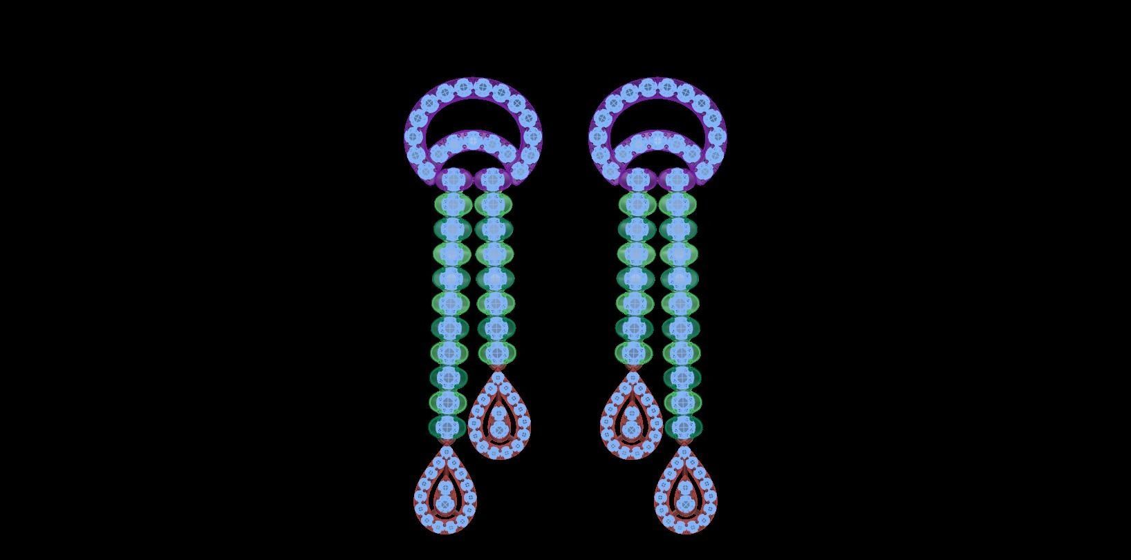 earring pair of earrings with beads 3D print model_1