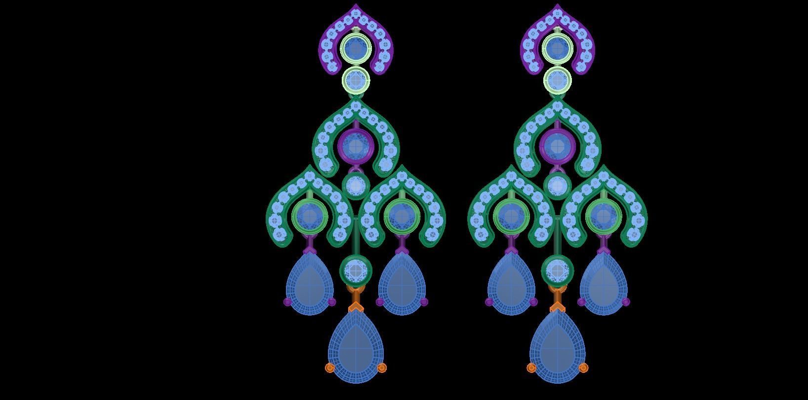 earring peacock earrings 3D print model_1