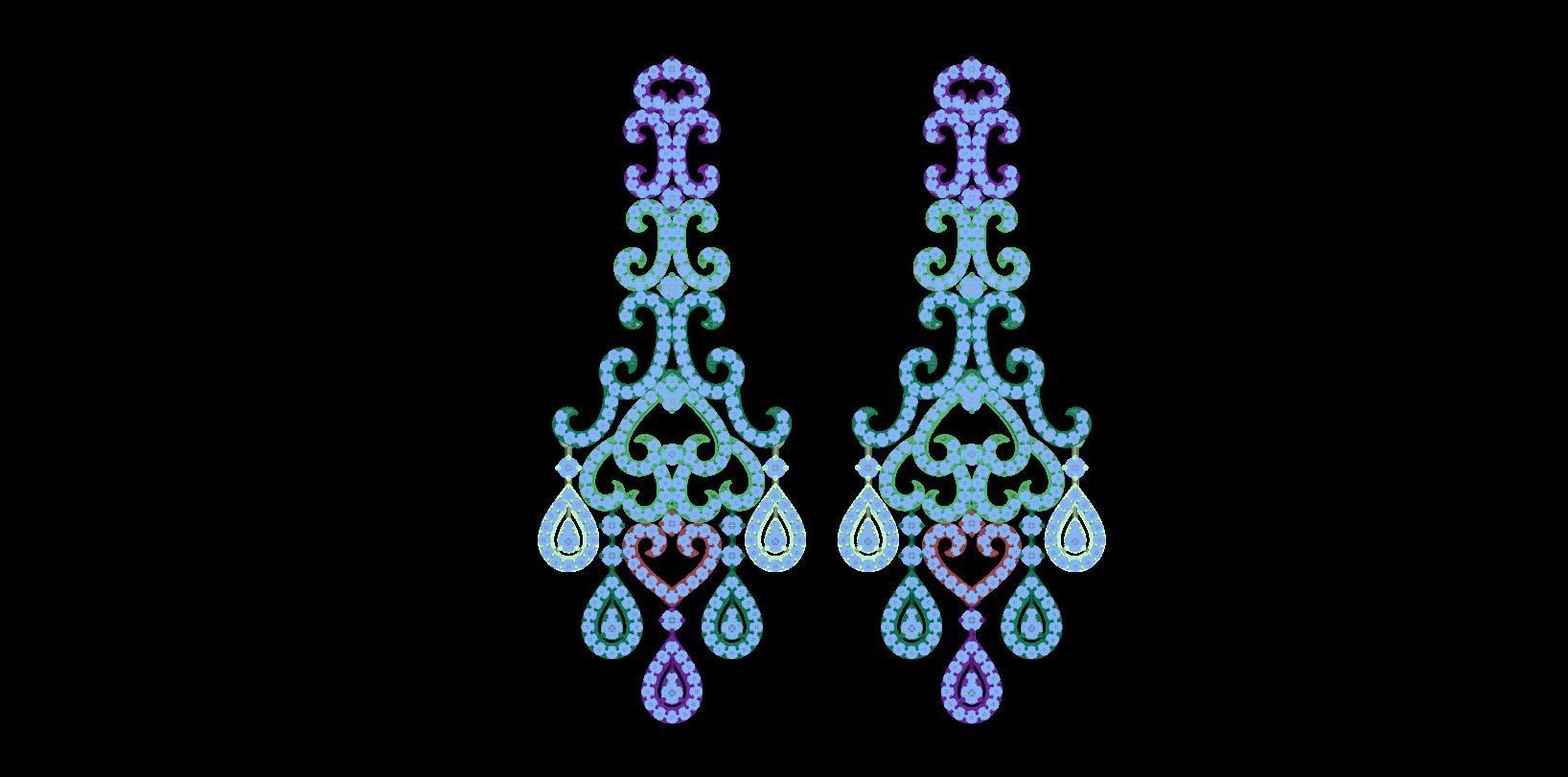 earring pair of colorful earrings 3D print model_1