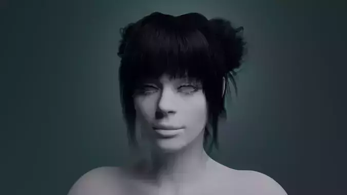 Roller Buns - Particle Hair 3D model