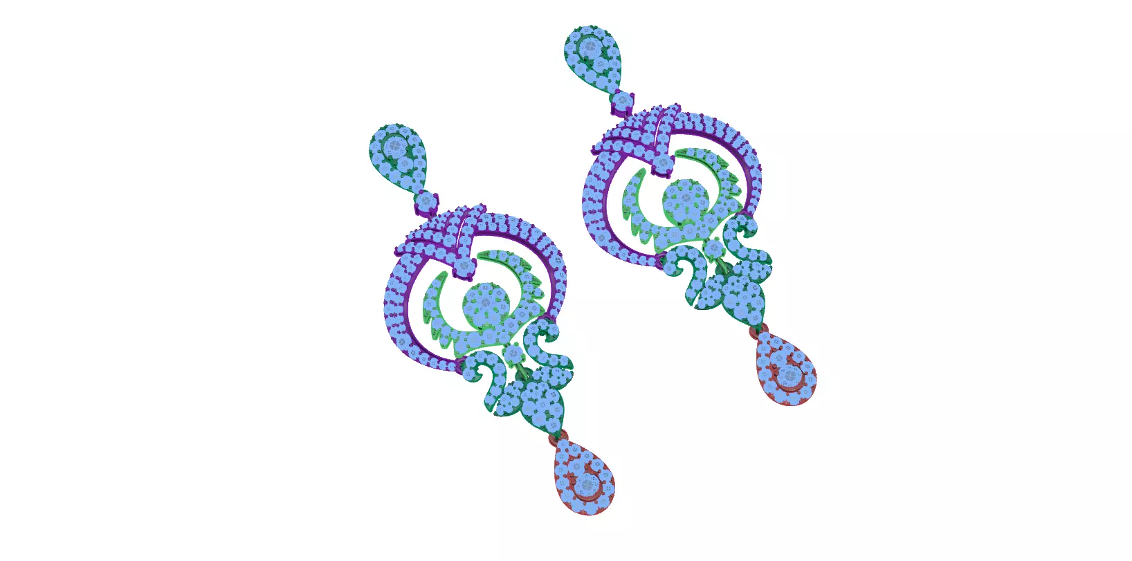 earring pair of earrings with crystals 3D print model