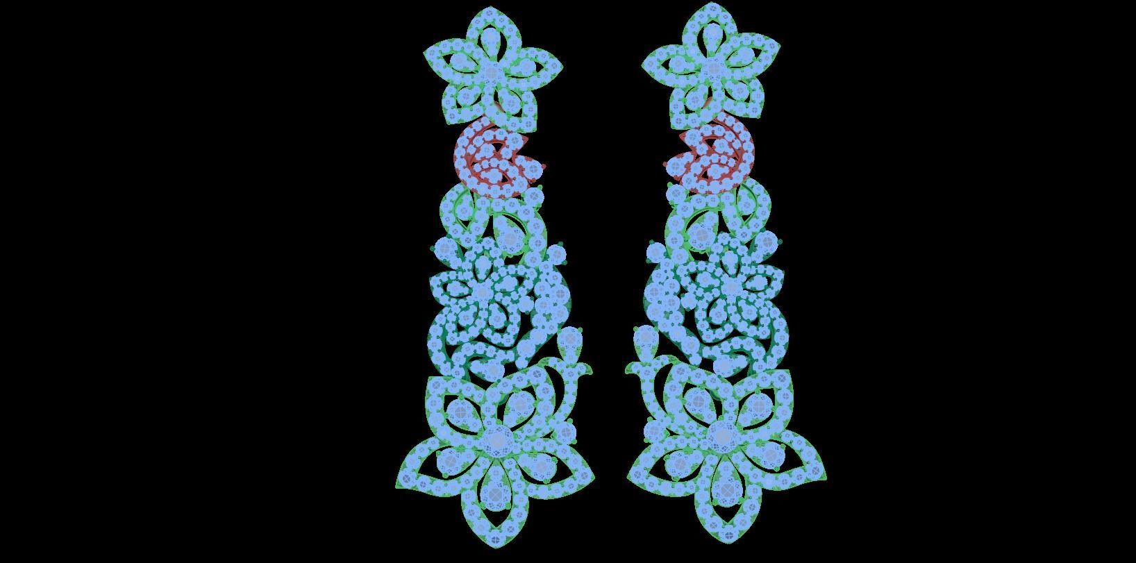 earring long dangle earrings 3D print model_1
