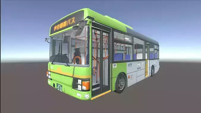 Japanese Public Bus 3D Model - Unity Ready Low-poly 3D model