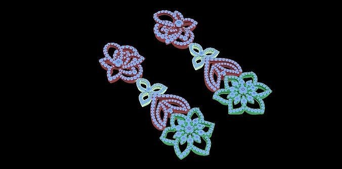 earring rhinestone flower earrings 3D print model