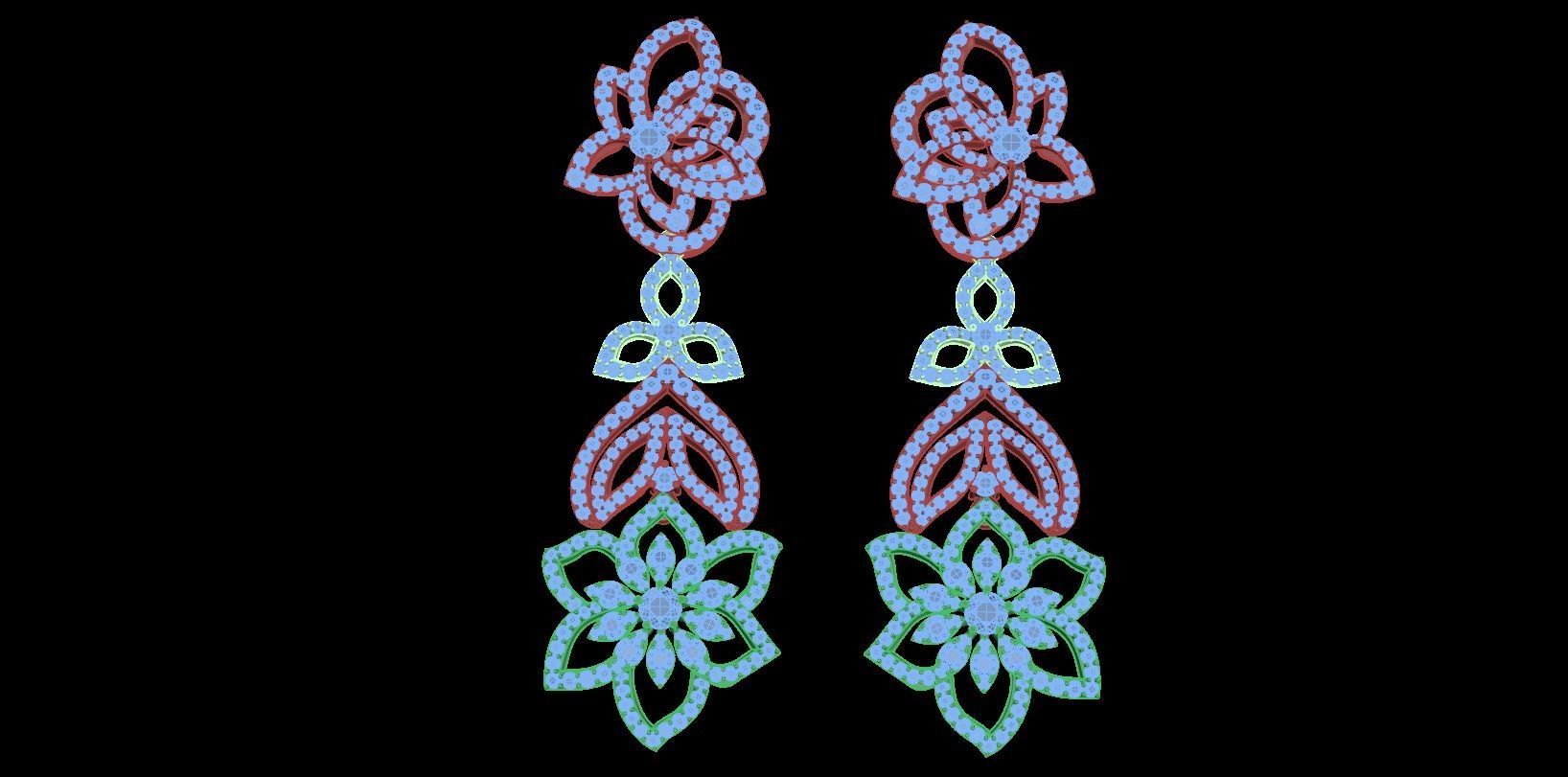 earring rhinestone flower earrings 3D print model_1
