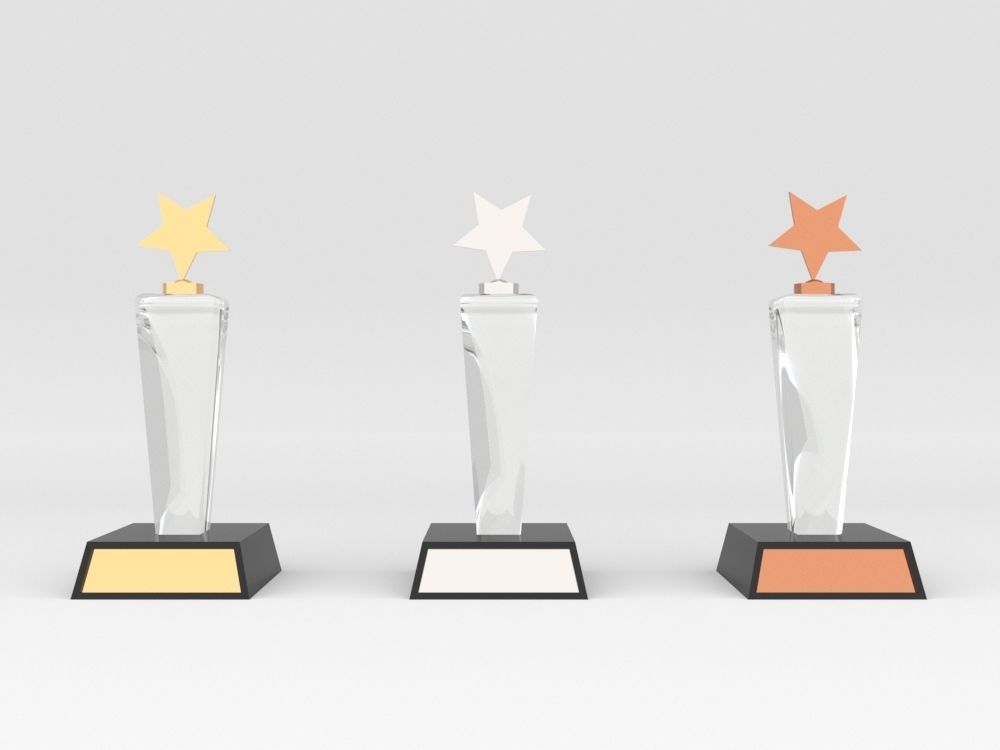 Award Prize 6 Trophies pack with 3 medal 3D model_5