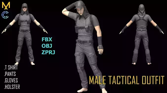 Male tactical outfit Marvelous Designer Clo 3d project 