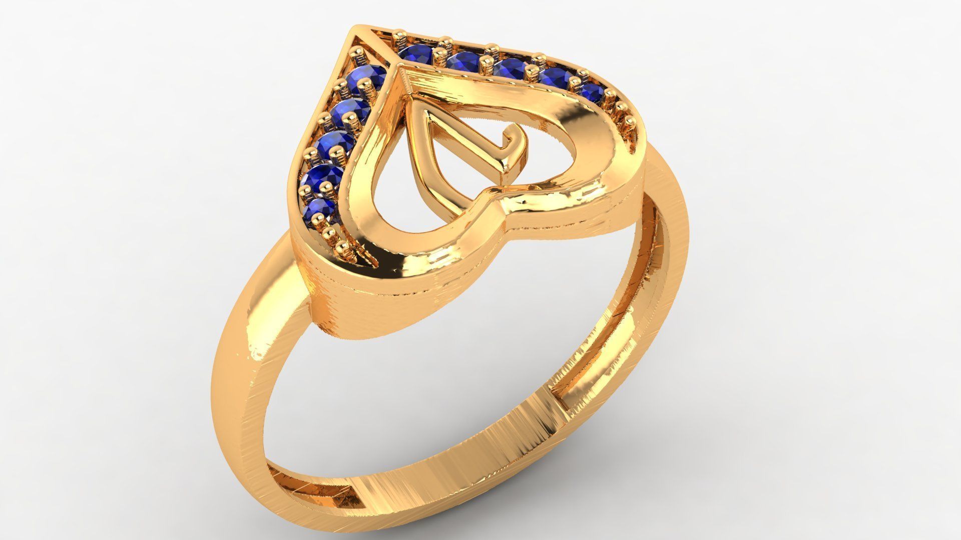 DIAMOND HEART RING 3D print model_2