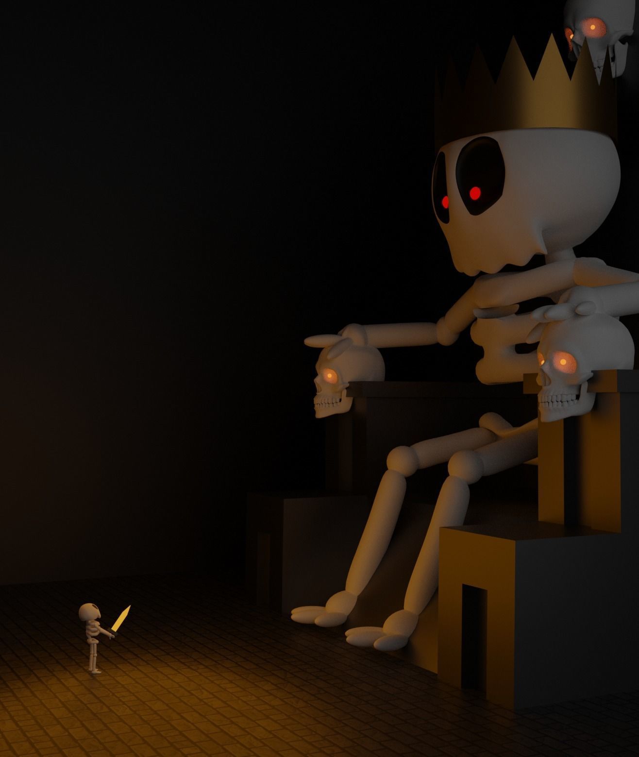 Cute Lowpoly Cartoonish Skeleton Model Low-poly 3D model_12