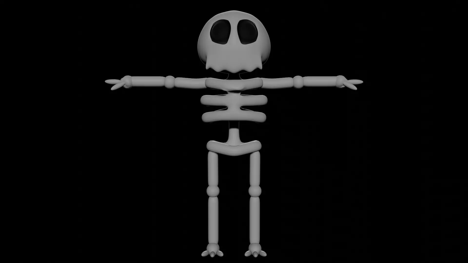 Cute Lowpoly Cartoonish Skeleton Model Low-poly 3D model_0