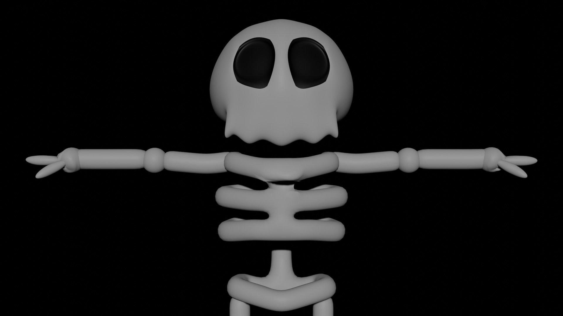 Cute Lowpoly Cartoonish Skeleton Model Low-poly 3D model_1