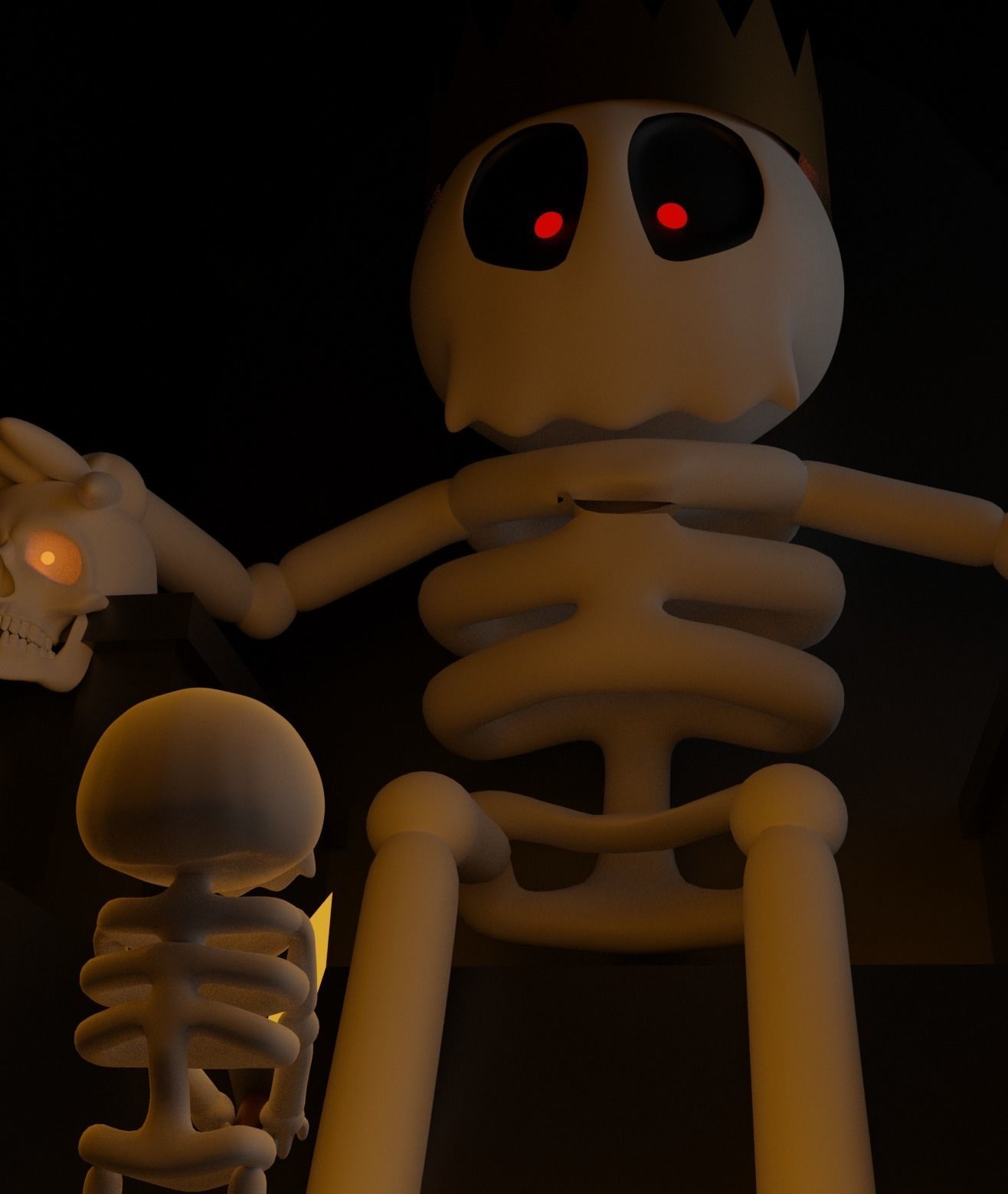 Cute Lowpoly Cartoonish Skeleton Model Low-poly 3D model_13
