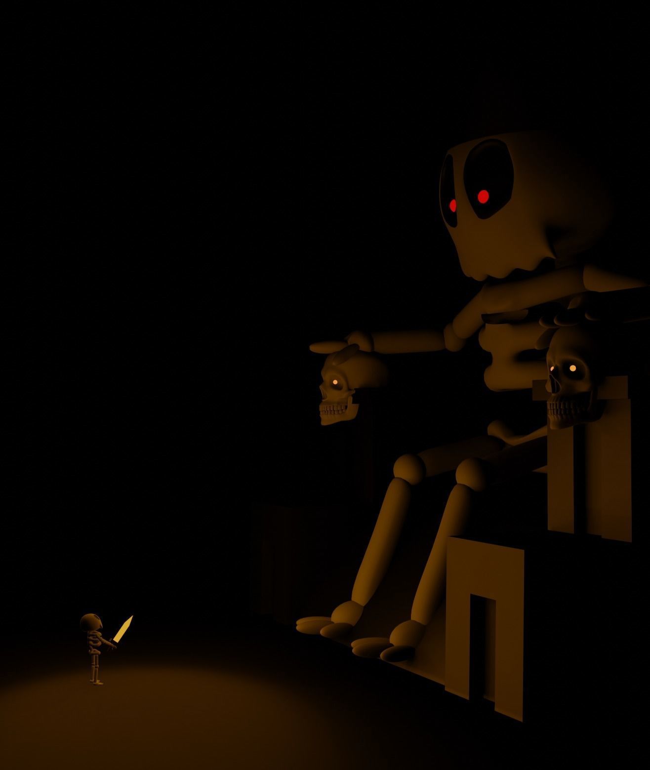 Cute Lowpoly Cartoonish Skeleton Model Low-poly 3D model_11