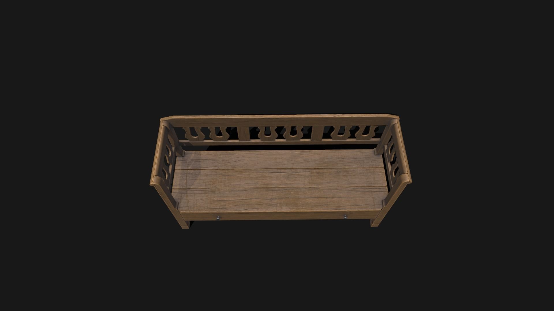 Wood Bench Low-poly 3D model_5