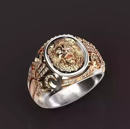  Vintage  ring with lion  king of beasts signet