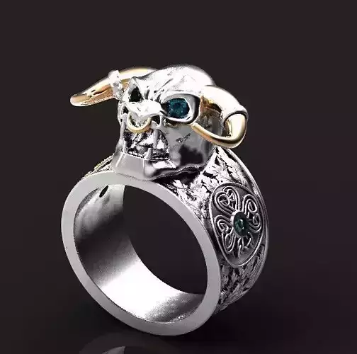  antique ring  mens Ring Minotaur with runes and diamonds