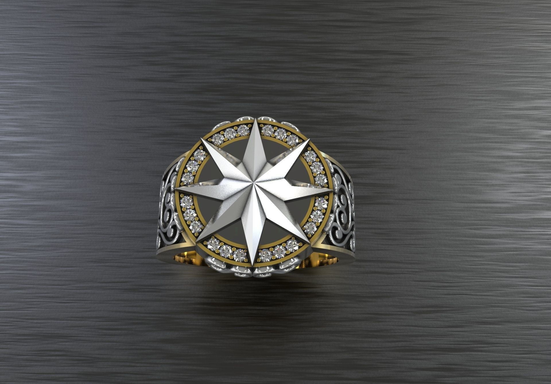 Men ring with star 3D print model_5