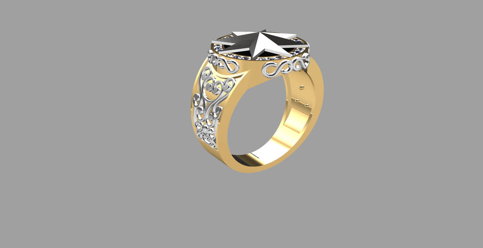 Men ring with star 3D print model_20