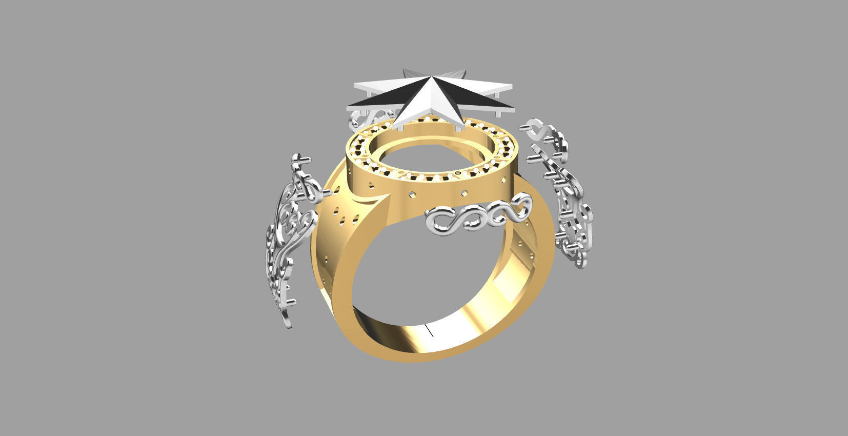 Men ring with star 3D print model_9
