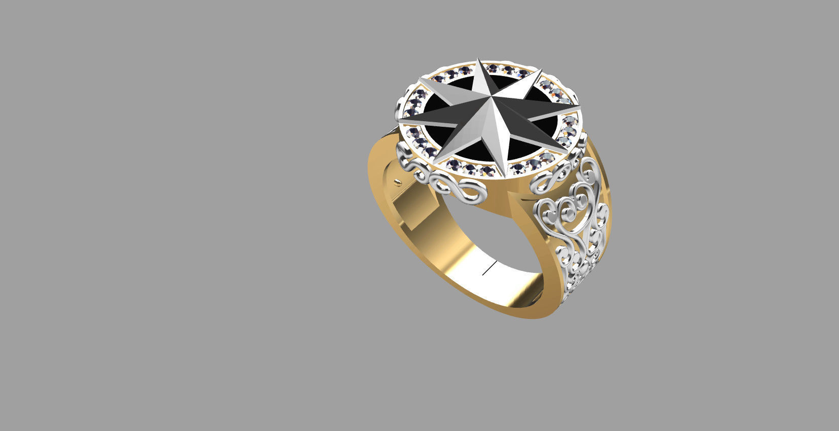 Men ring with star 3D print model_19