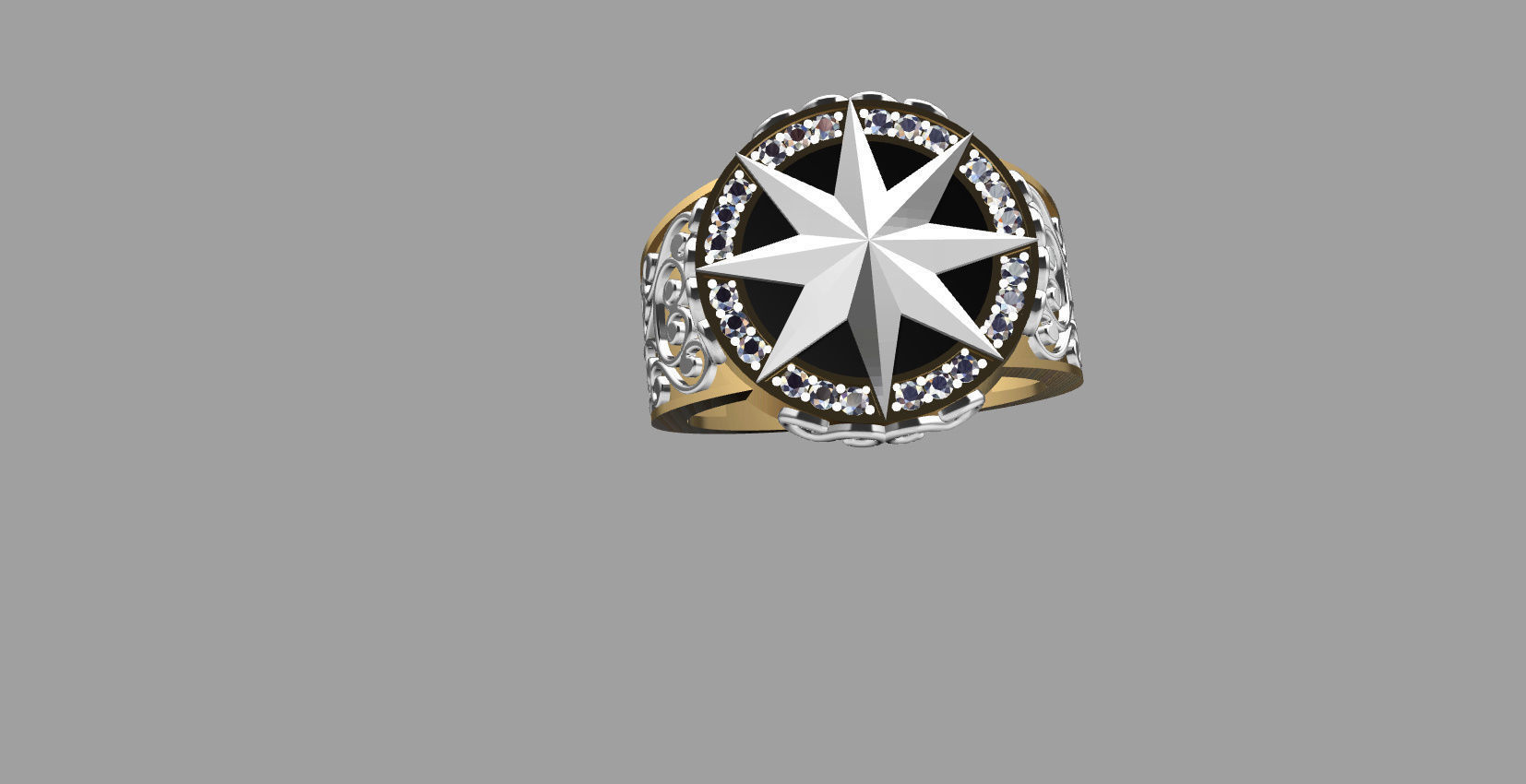 Men ring with star 3D print model_21