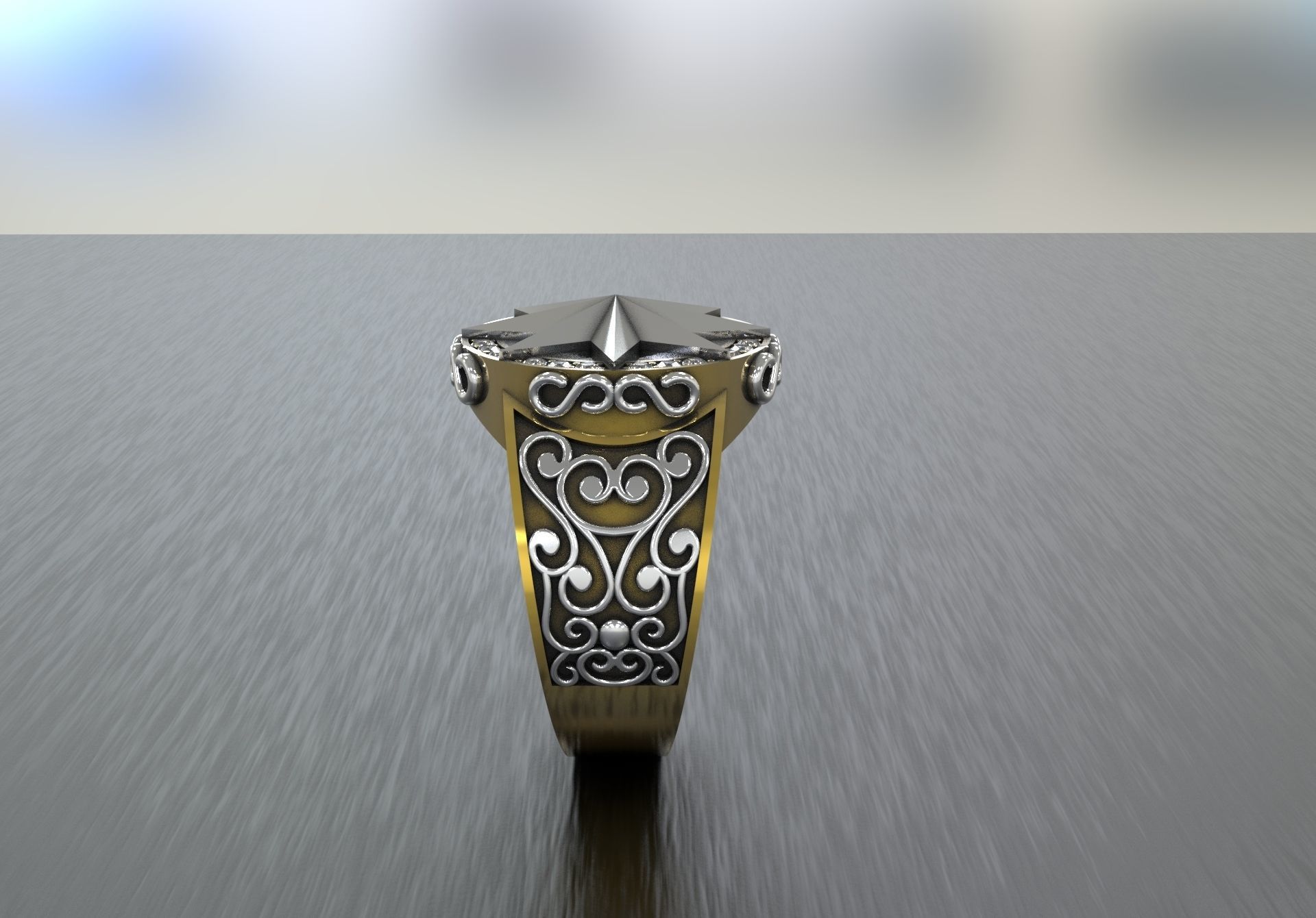 Men ring with star 3D print model_6