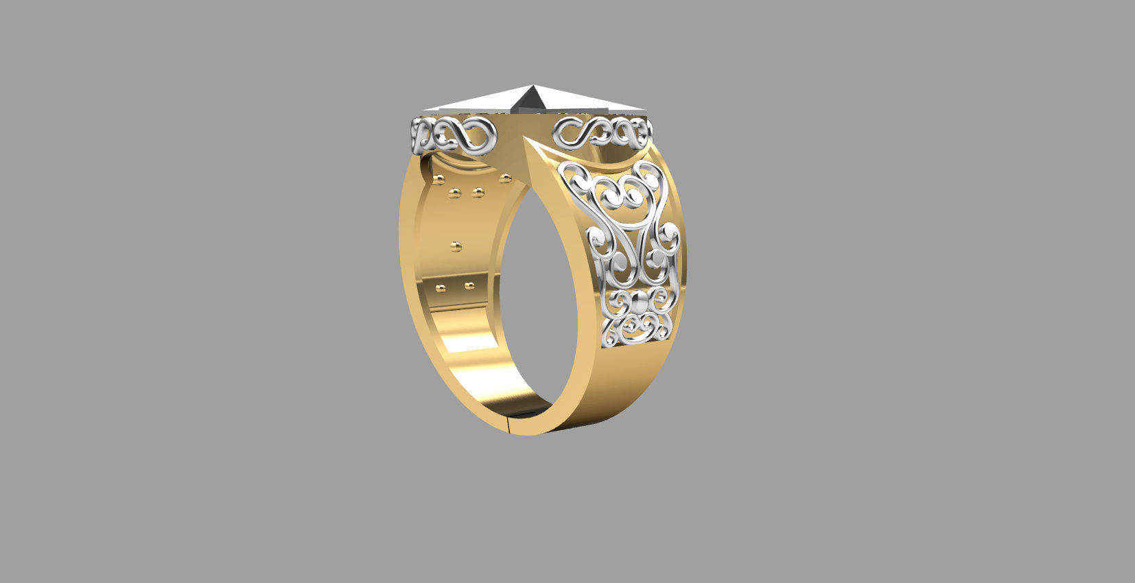 Men ring with star 3D print model_16